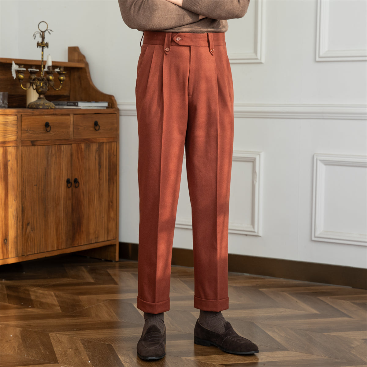 Rome Wool Blend Pleated Trousers