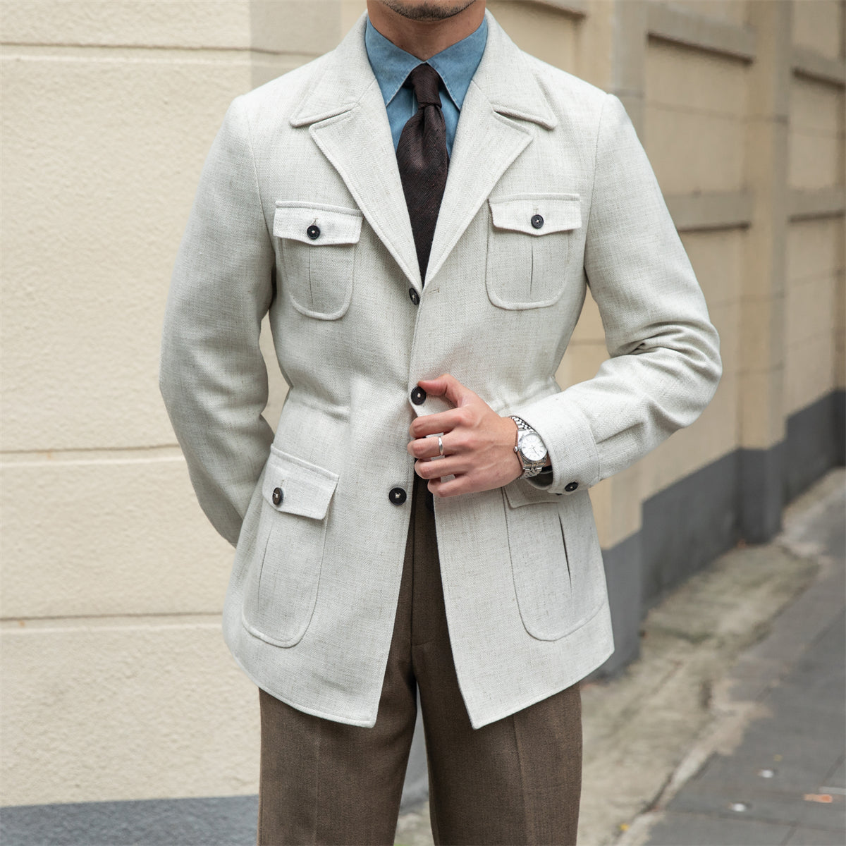 Milan Suit Collar Linen Blend Jacket