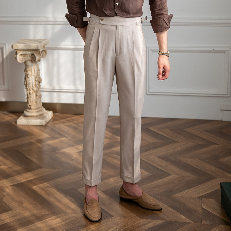 Genoa Straight Fit Pleated Trouser