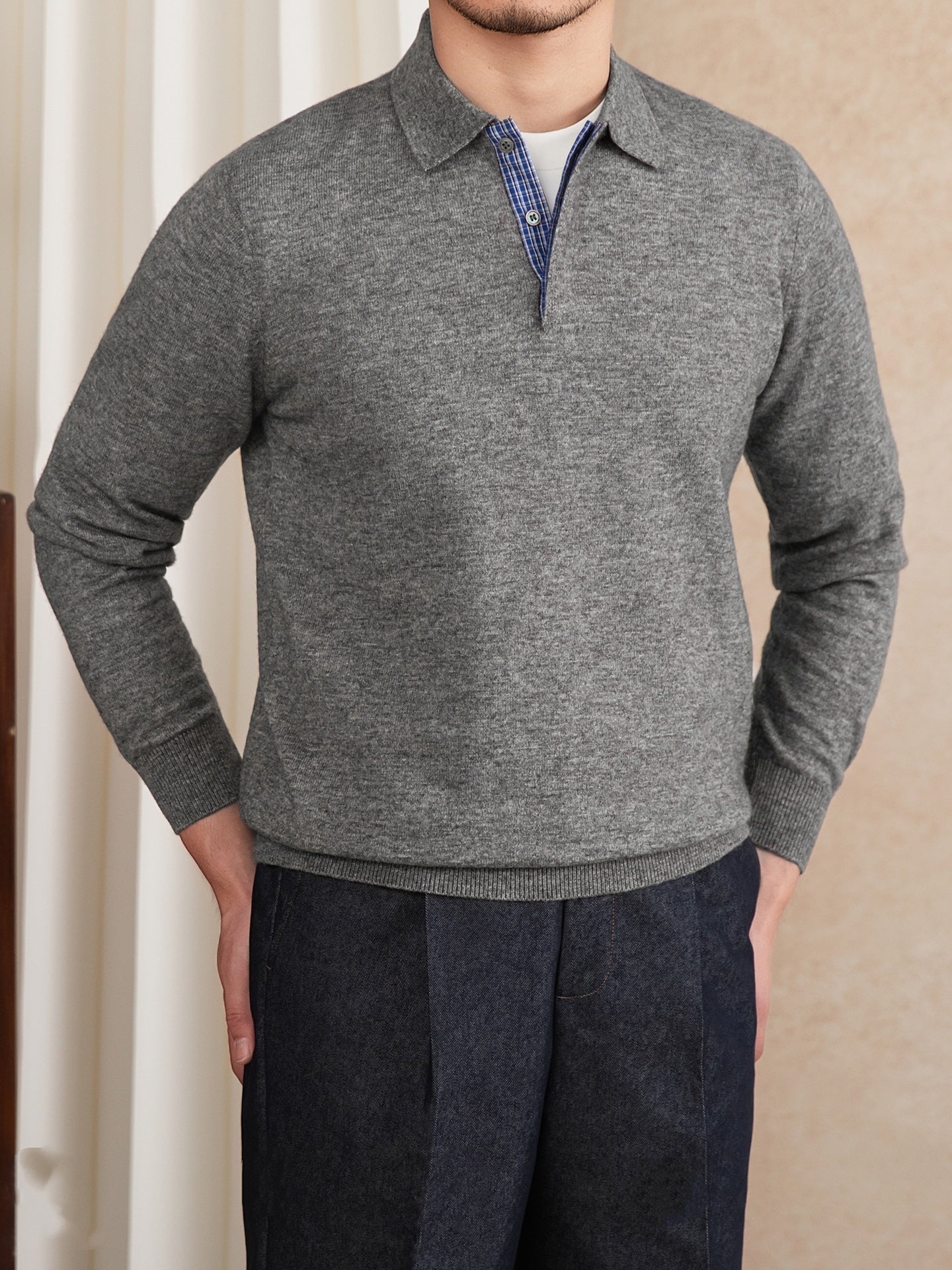 Toronto Wool Blend Long Sleeve Polo
