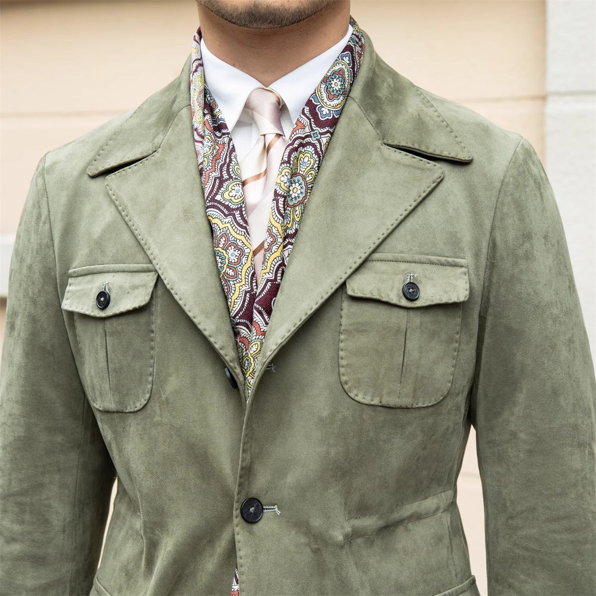 Faux Suede Milan Suit Collar Jacket