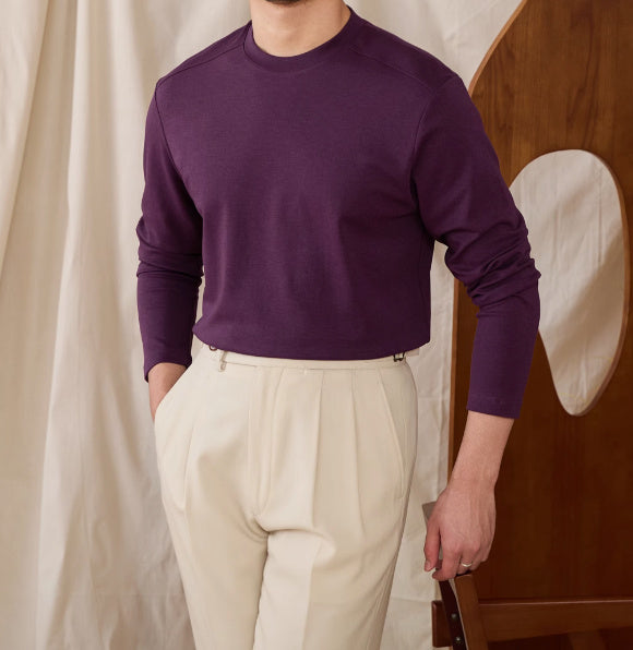 Basic Cotton Blend Soft Touch Long Sleeve T-Shirt