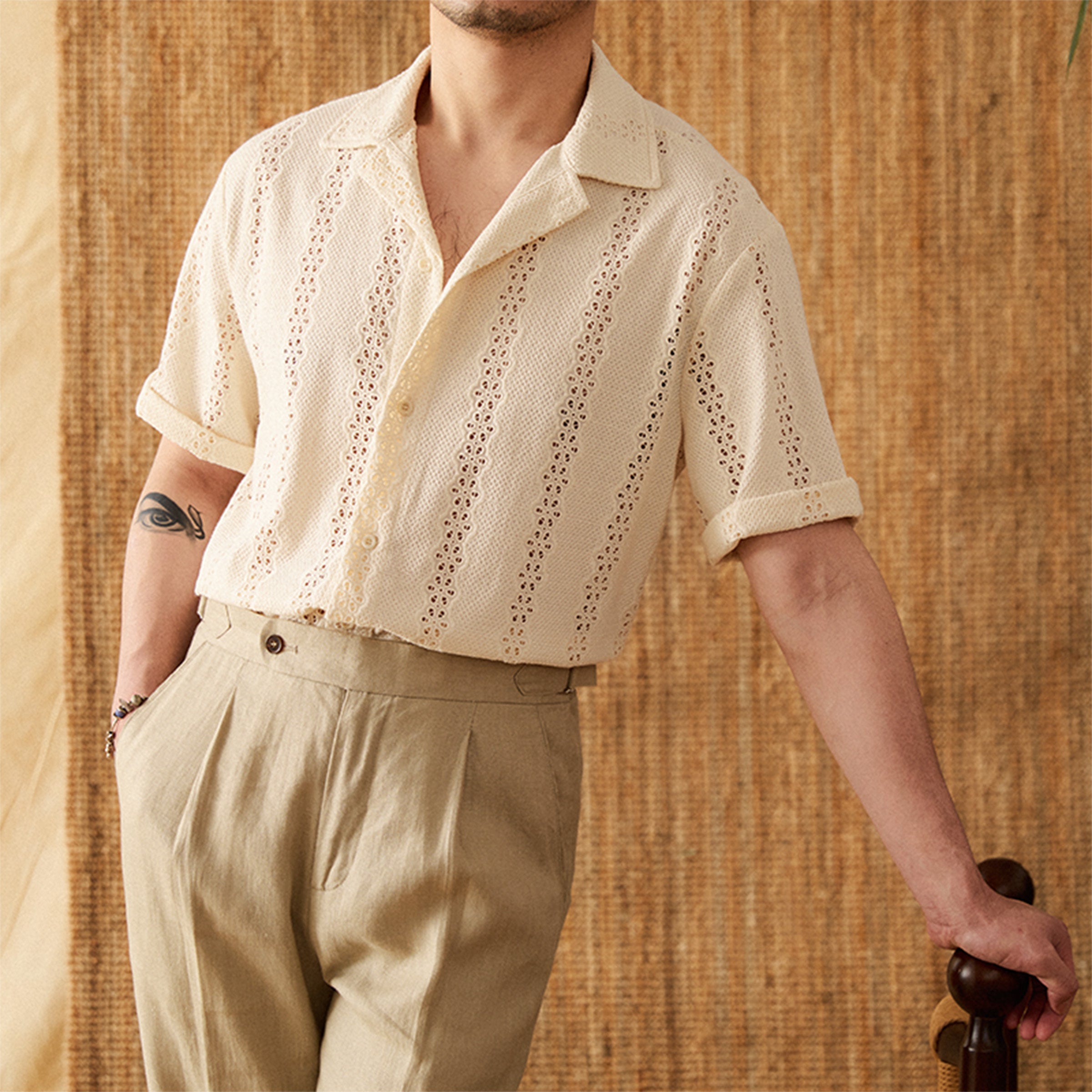 Embroidered Cotton Knit Short Sleeve Shirt