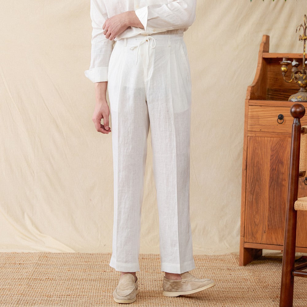 Zakynthos Pleated Linen Trousers