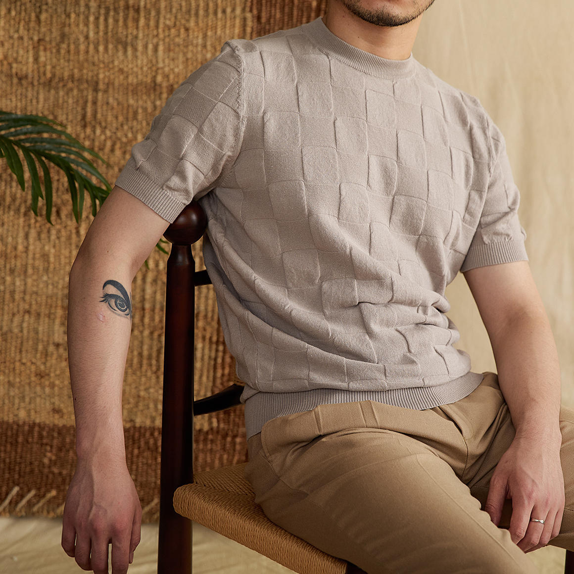 Cotton Blend 3D Knit T-Shirt