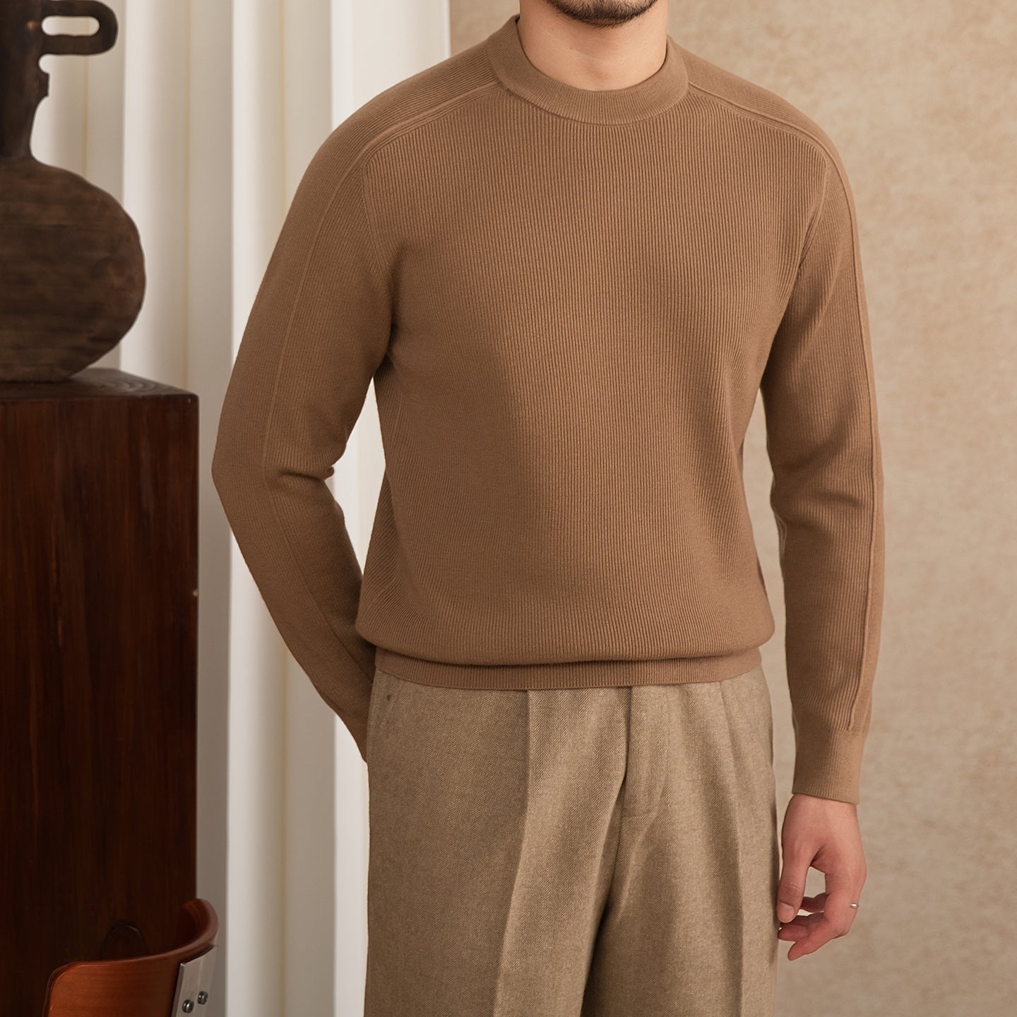 Alpina Wool Blend Long Sleeve Ribbed Jumper
