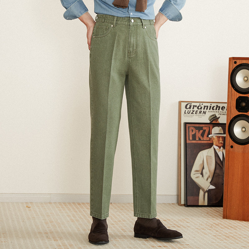 Salamanca Cotton Denim Pleated Trousers