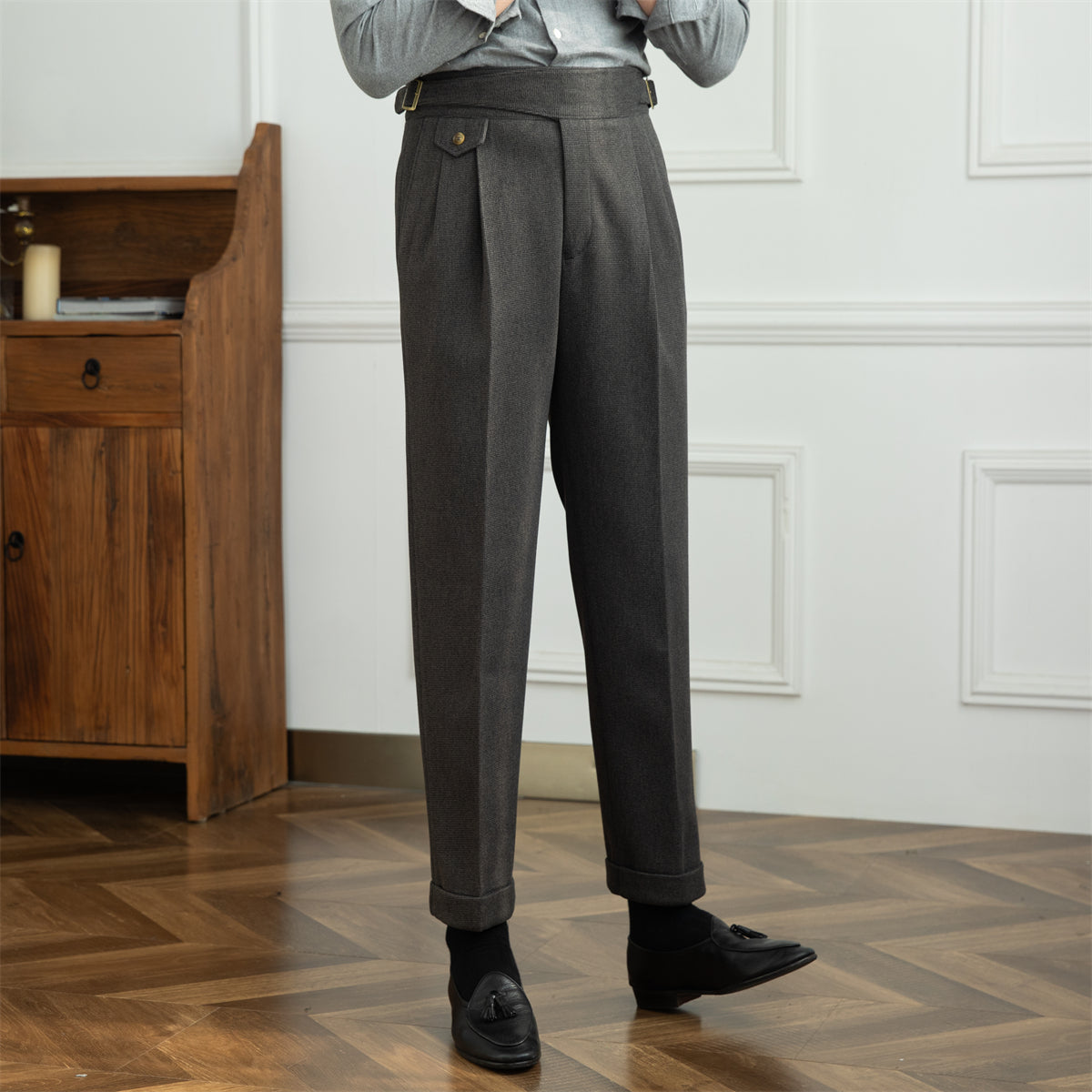 Surrey Textured Houndstooth Straight Fit Trousers