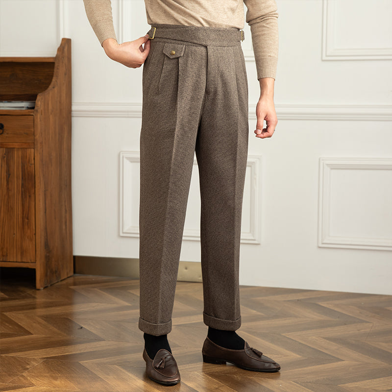 Surrey Textured Houndstooth Straight Fit Trousers