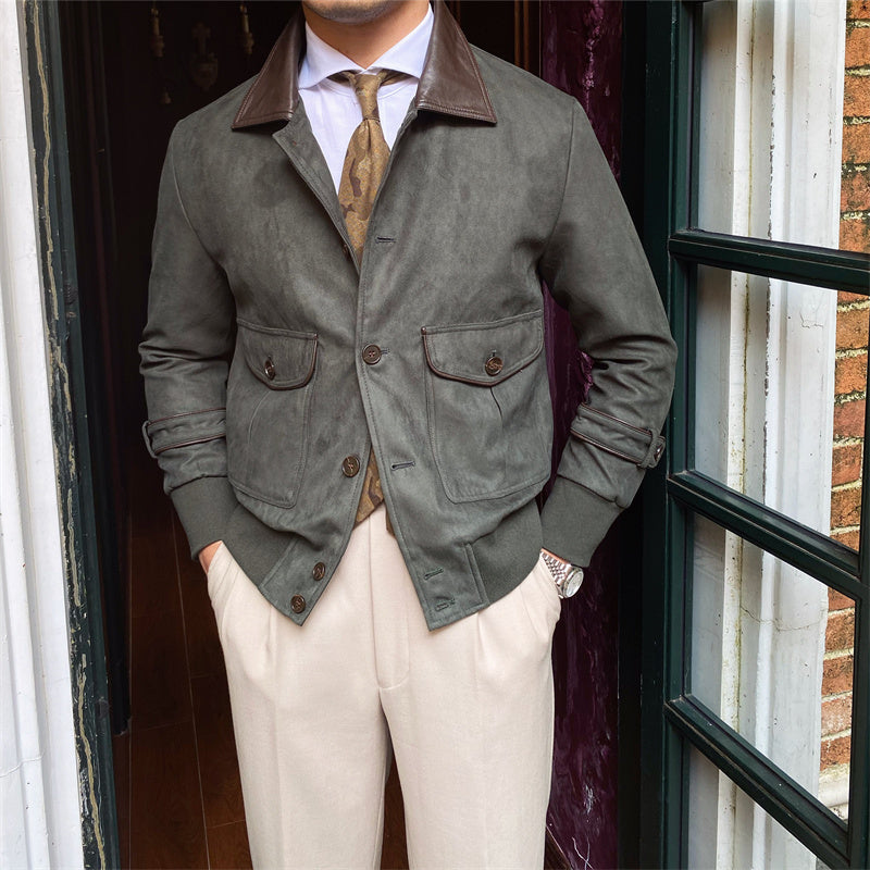 Veste boutonnée en suède vintage