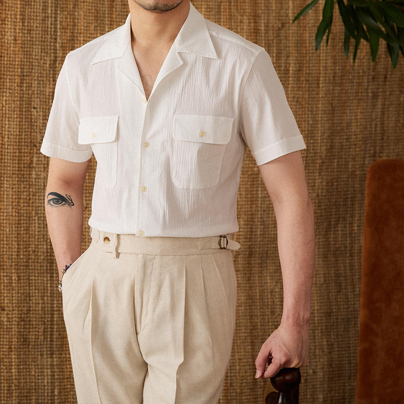 Ischia Cotton Seersucker Short Sleeve Shirt