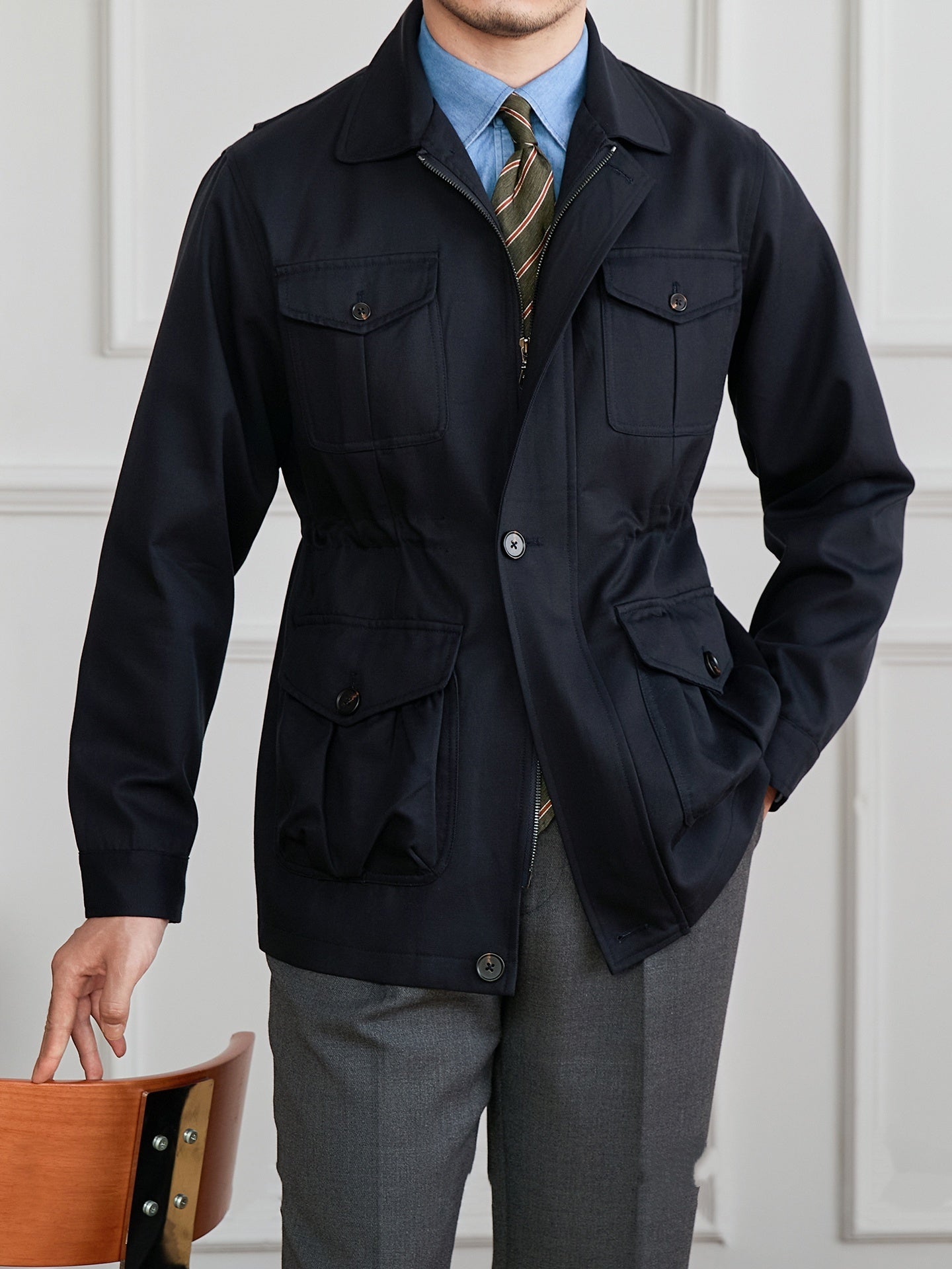 Milan Cotton Blend Zipped Suit Jacket