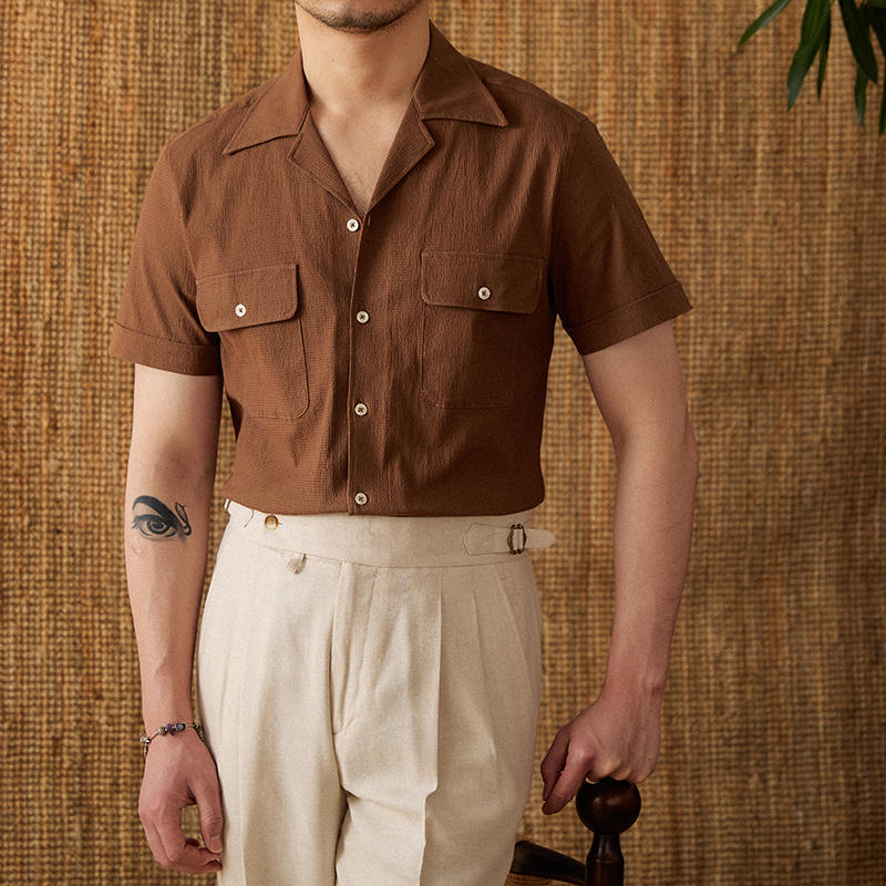 Ischia Cotton Seersucker Short Sleeve Shirt
