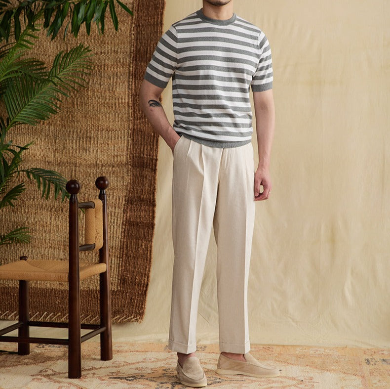 Venezia Striped Cotton Blend Knit T-Shirt
