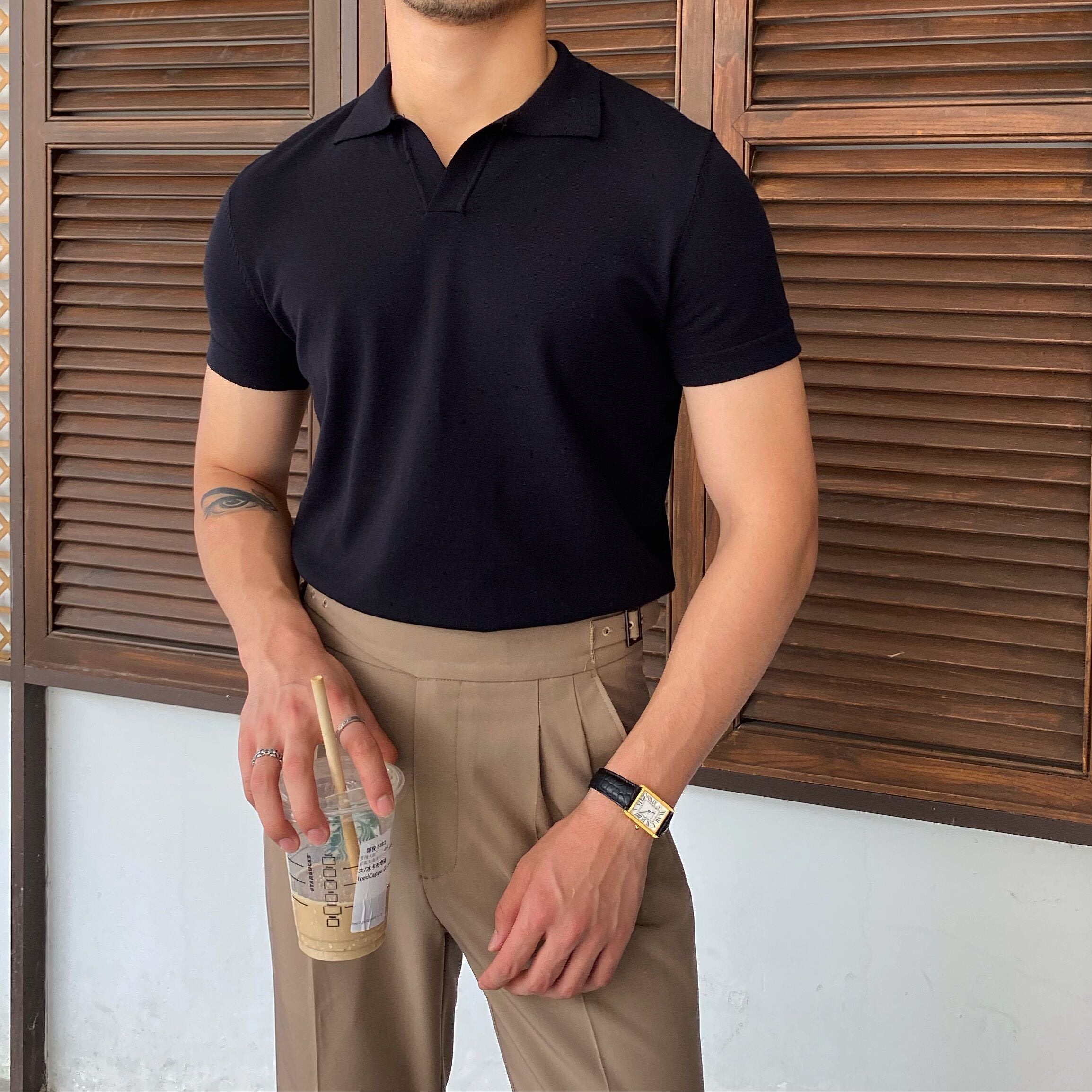 Polo en maille sans bouton