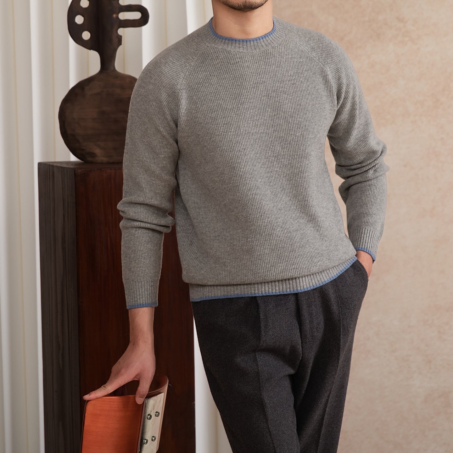 Firenze Textured Contrast Knit Wool Jumper
