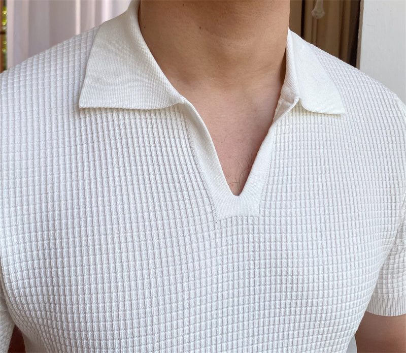 Polo en maille micro-texturée sans bouton