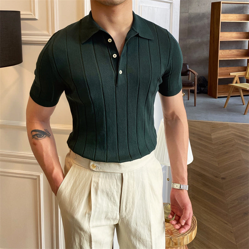Pleated Elegance Knitted Polo