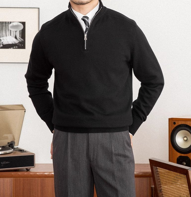 London Wool Blend Textured Half Zip Jumper