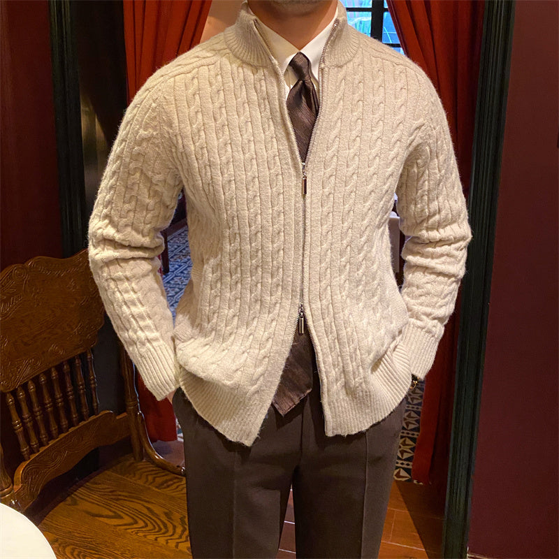 Heritage Cable Knit Zip-Up Cardigan