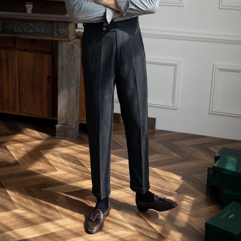 Sardinia Wool Felt Pleated Trousers