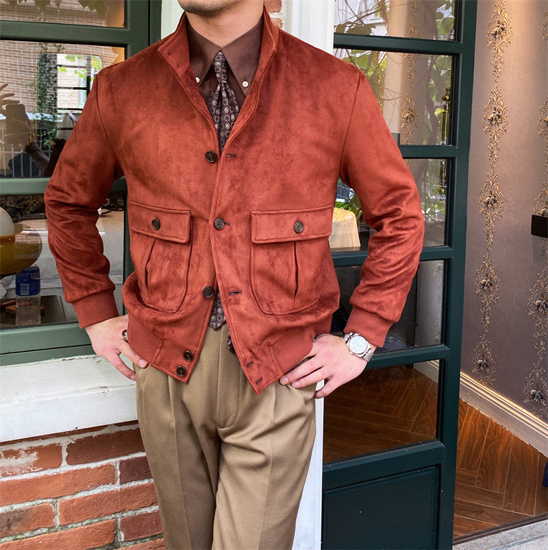 Veste boutonnée en suède Napoli