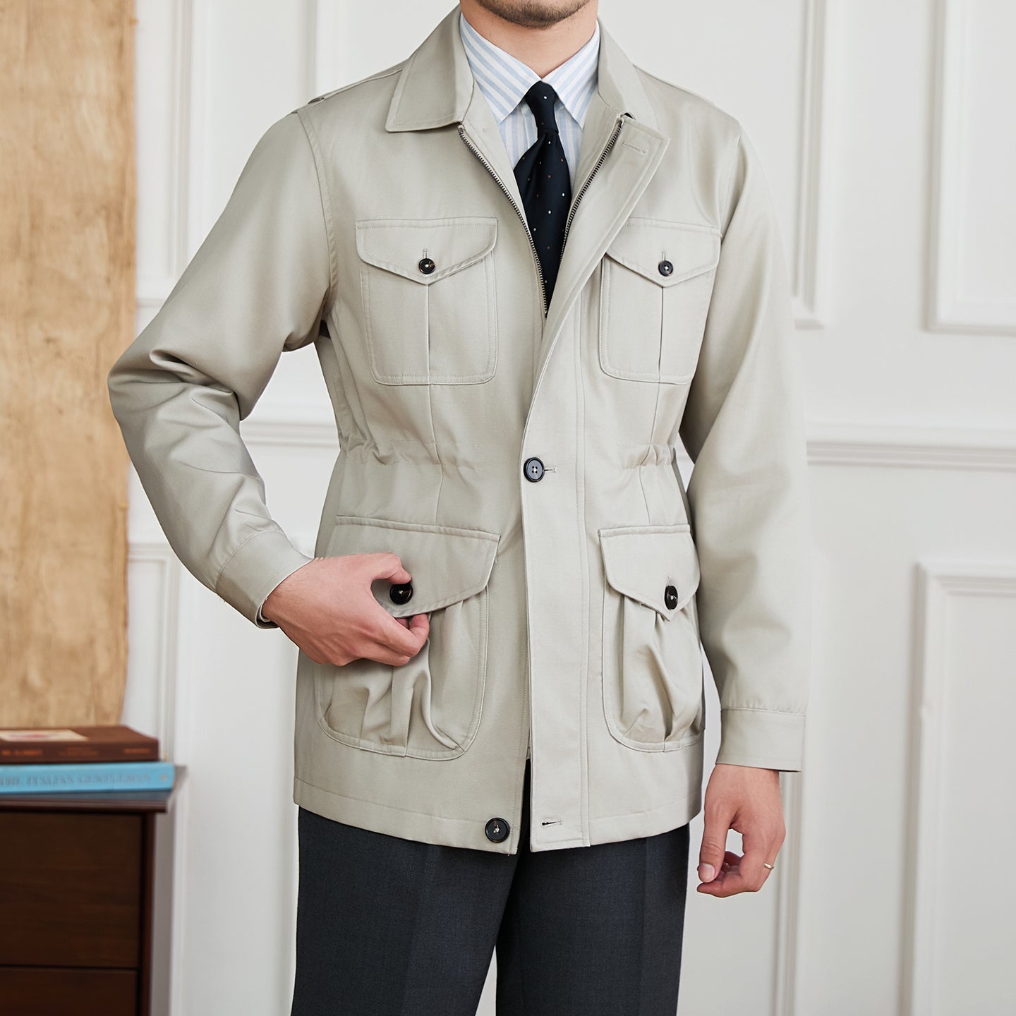Milan Cotton Blend Zipped Suit Jacket