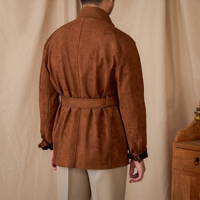 Como Faux Suede Belted Safari Jacket
