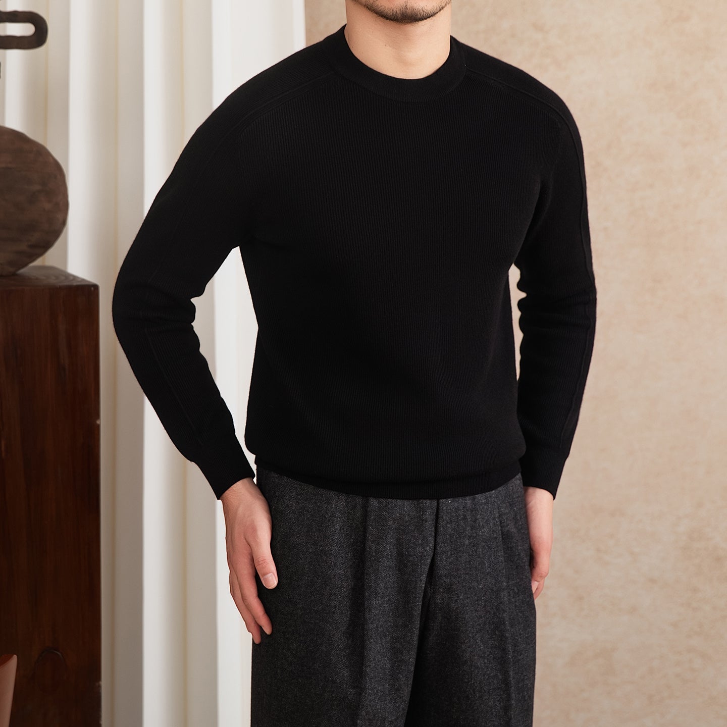 Alpina Wool Blend Long Sleeve Ribbed Jumper