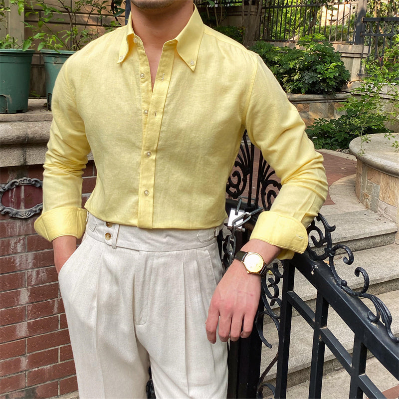 Camicia in lino slim fit