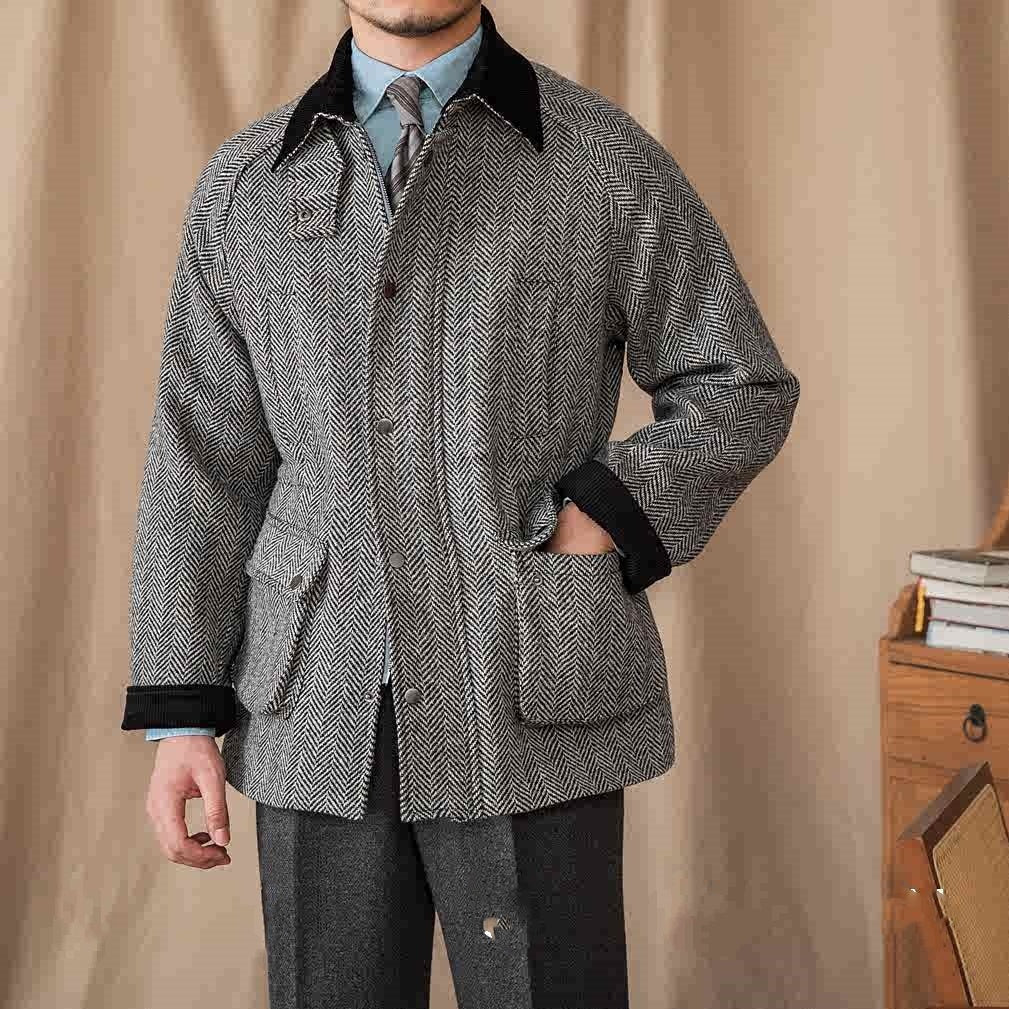Manor Wool Herringbone Field Jacket