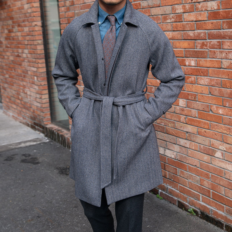 Belted Herringbone Wool Jacket main image 0
