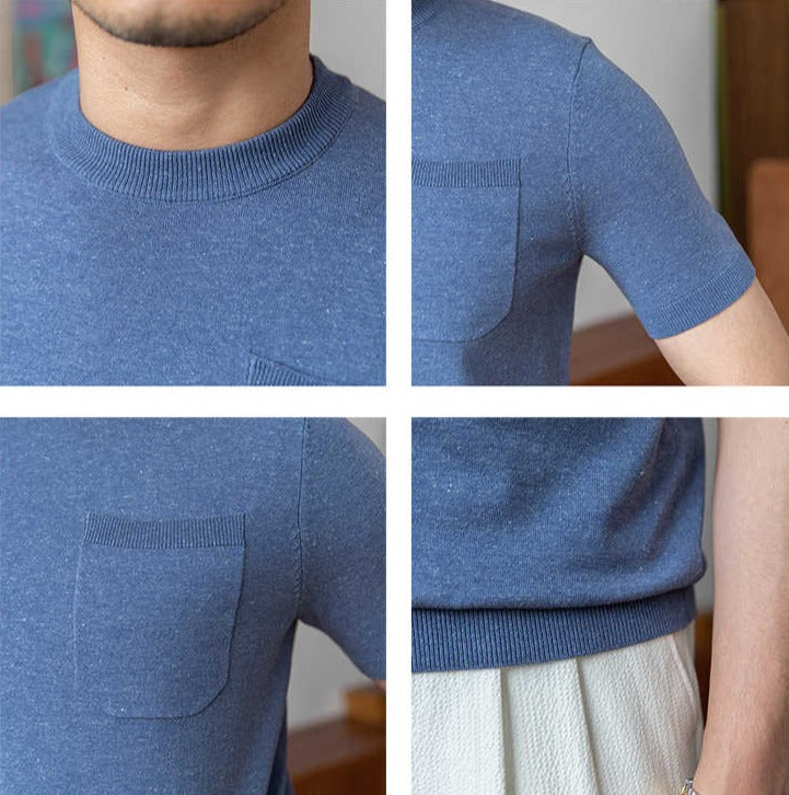 T-shirt Roma in misto lino lavorata a maglia