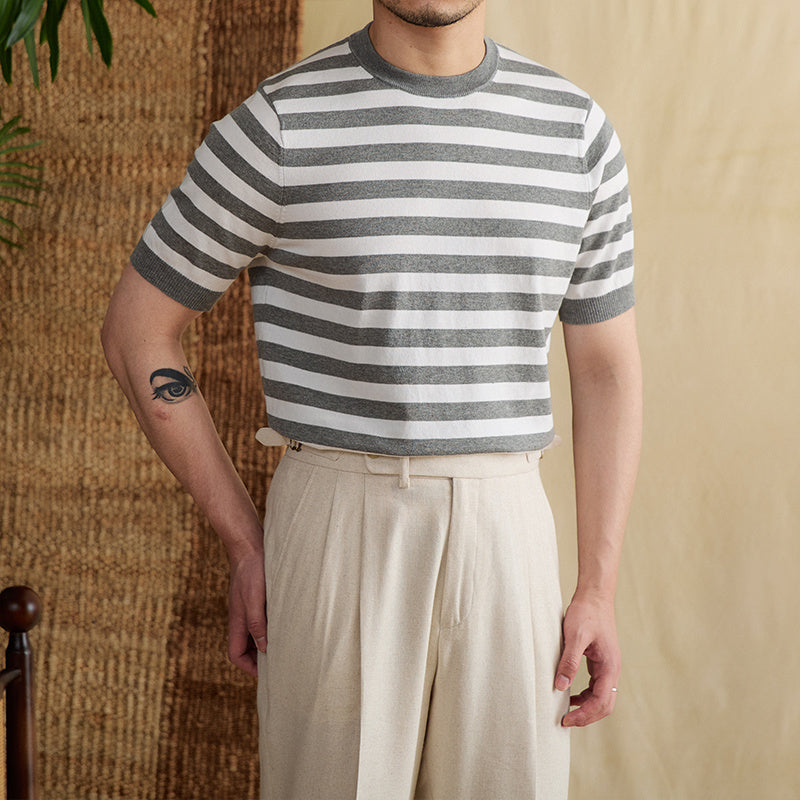 Venezia Striped Cotton Blend Knit T-Shirt