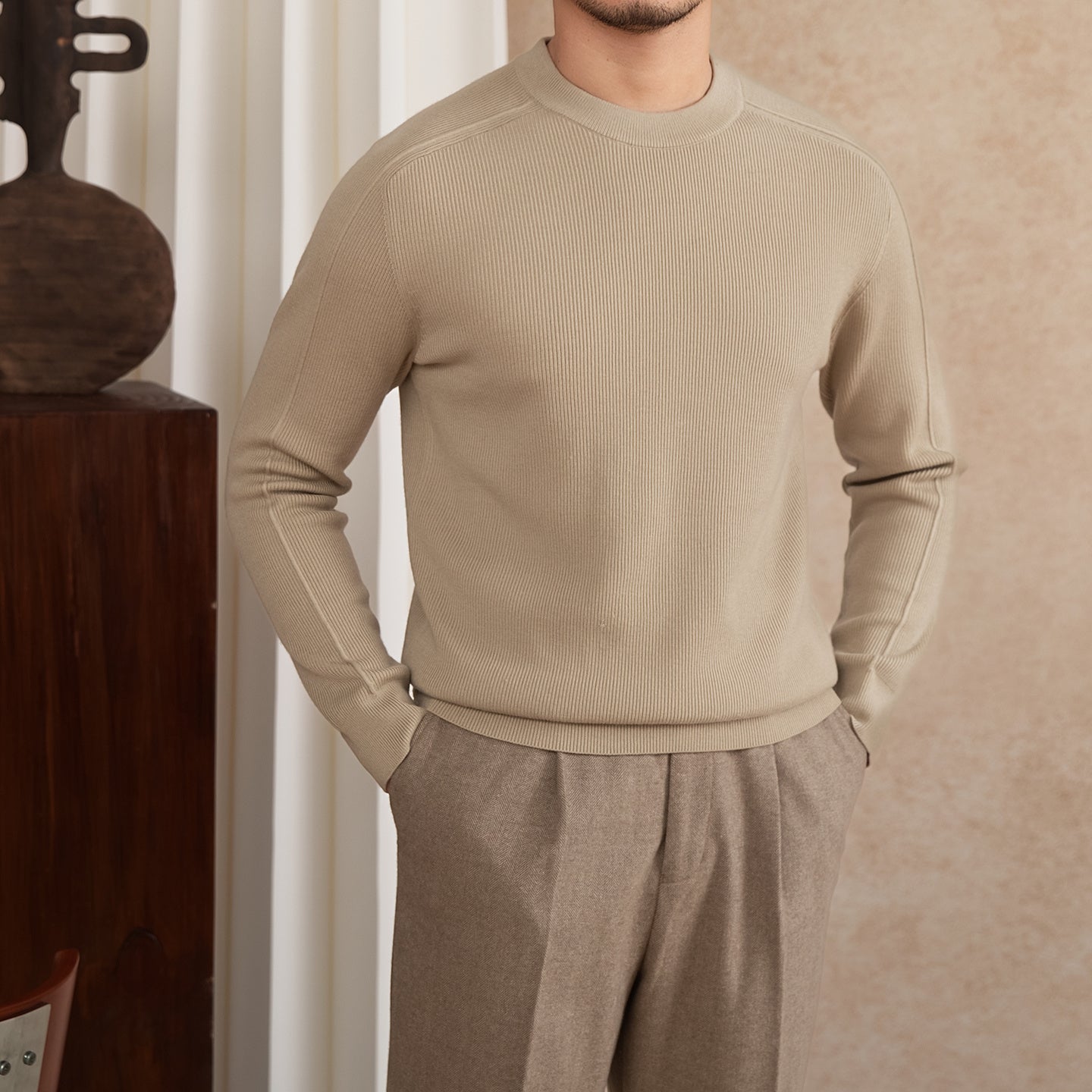 Alpina Wool Blend Long Sleeve Ribbed Jumper
