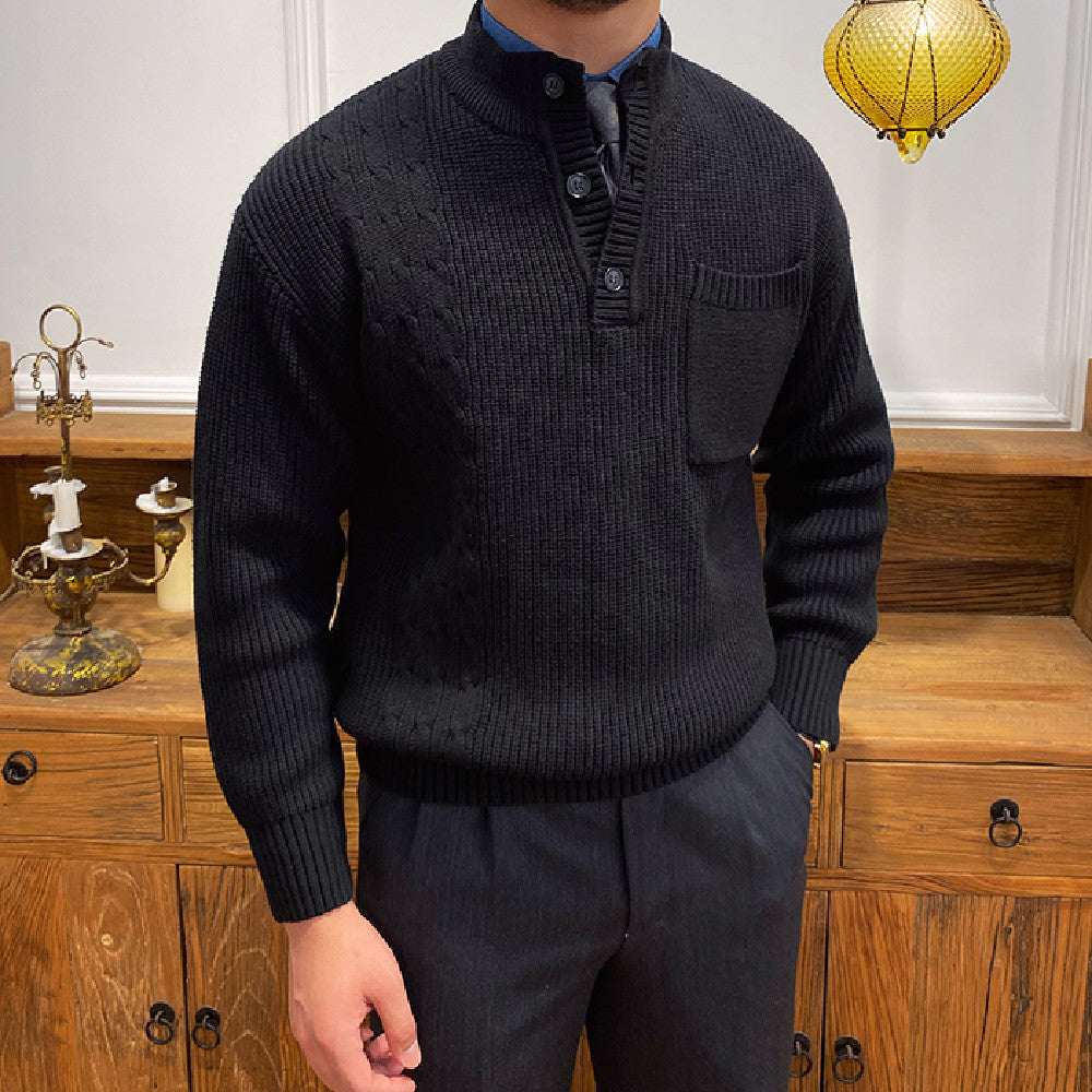 Dolomites Ribbed Cable Knit Button Sweater