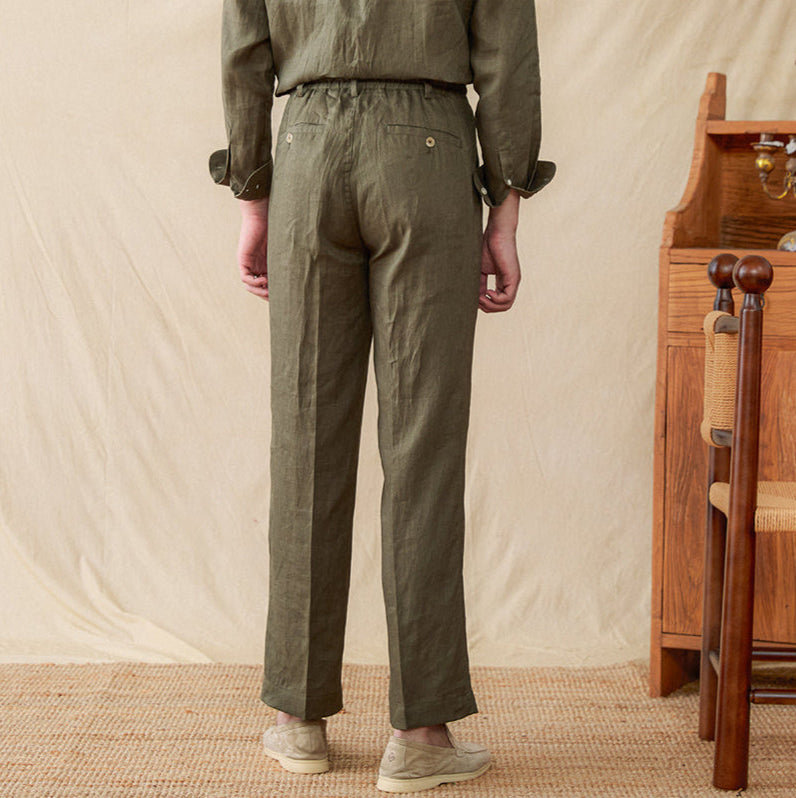 Zakynthos Pleated Linen Trousers
