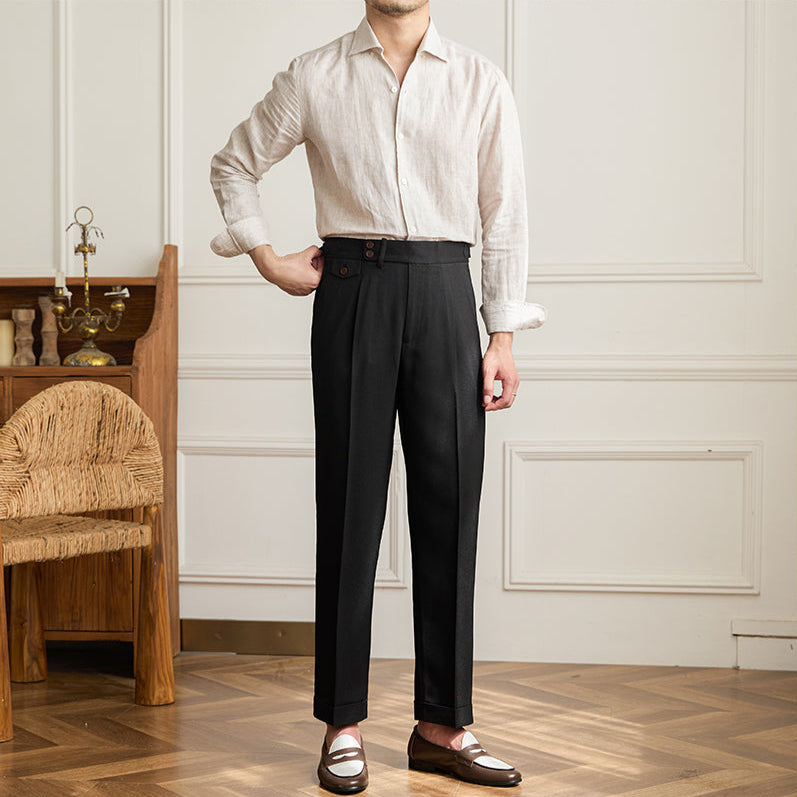 Ancona Straight Fit Pleated Trousers