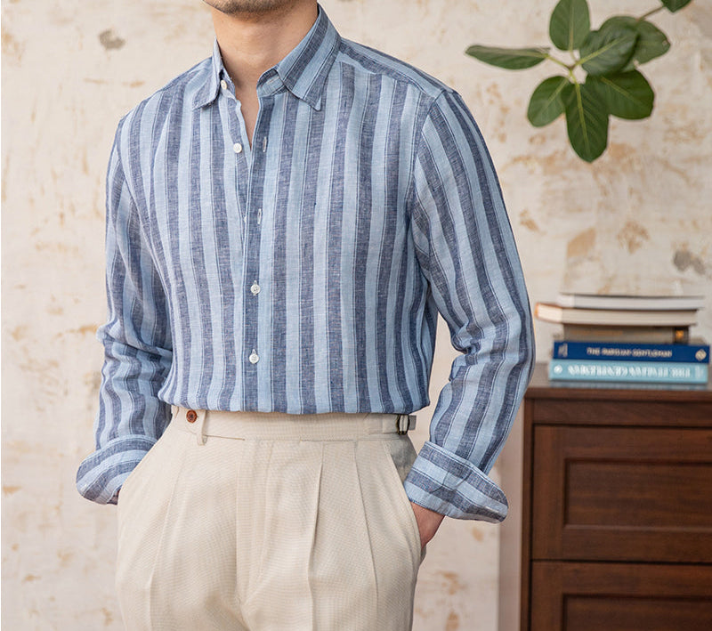 Kotor Striped Linen Long Sleeve Shirt