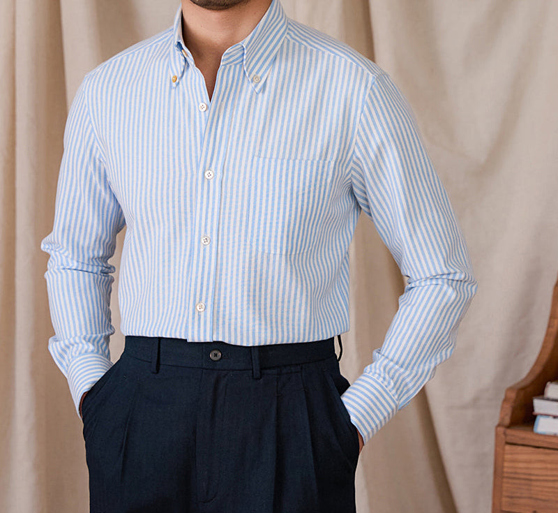 Oxford Cotton Striped Moisture Wicking Shirt