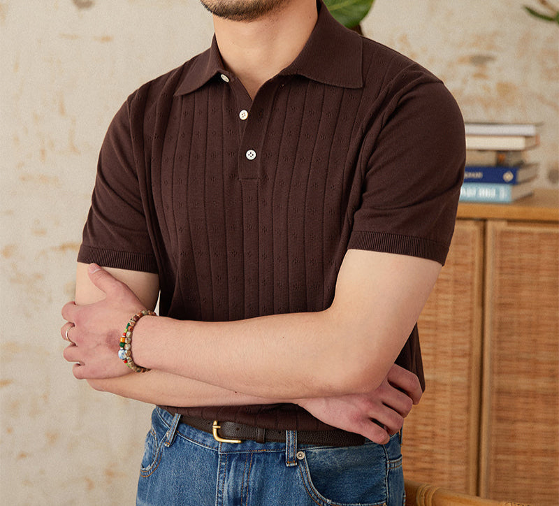 Mosta Pleated Cotton Knit Polo Shirt