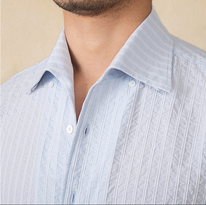 Budva Cotton Seersucker Long Sleeve Shirt