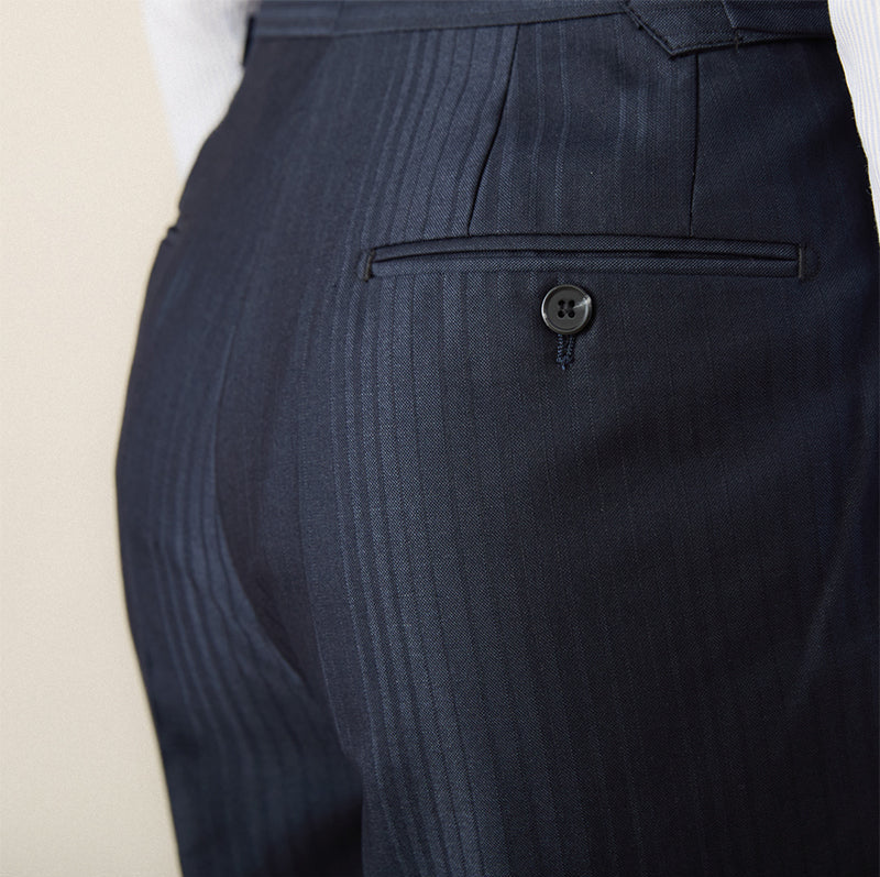 Lazio Herringbone Striped Straight Fit Pleated Trousers