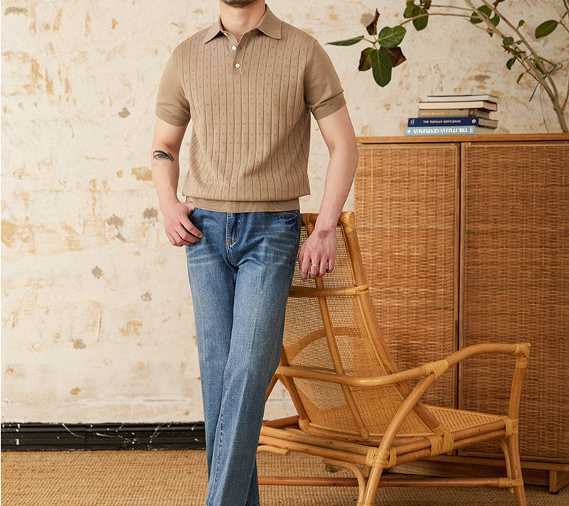 Mosta Pleated Cotton Knit Polo Shirt
