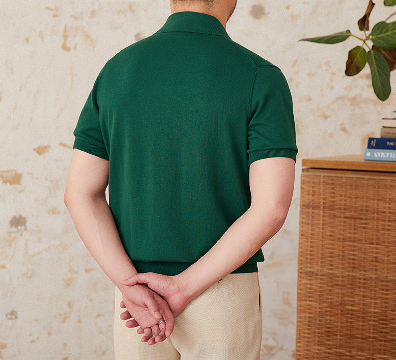 Mosta Pleated Cotton Knit Polo Shirt