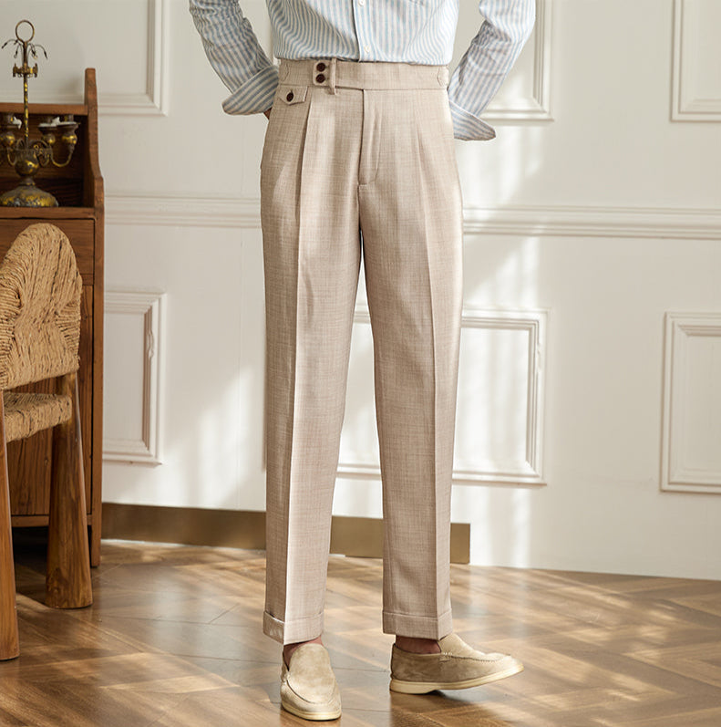 Ancona Straight Fit Pleated Trousers