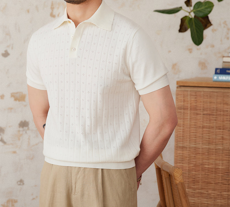 Mosta Pleated Cotton Knit Polo Shirt