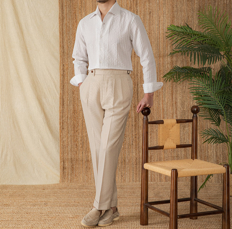 Budva Cotton Seersucker Long Sleeve Shirt