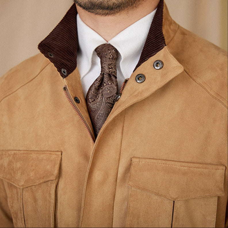 Como Faux Suede Belted Safari Jacket
