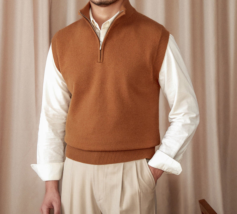 Vintage Half Zip Knitted Gilet Long Sleeve Jumper